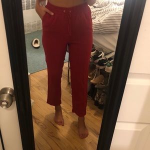 Red high waisted drawstring pants